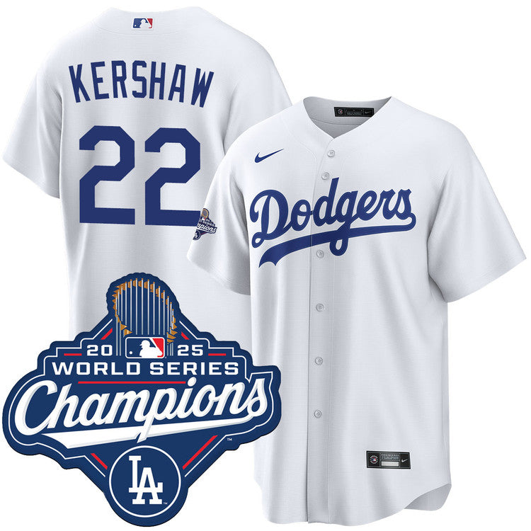 Clayton Kershaw Los Angeles Dodgers Home 2025 World Series Champions Jersey - Royal