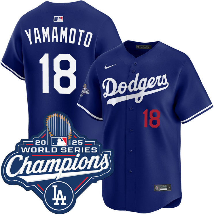 Yoshinobu Yamamoto Los Angeles Dodgers Alternate  Limited 2025 World Series Champions Jersey - Royal